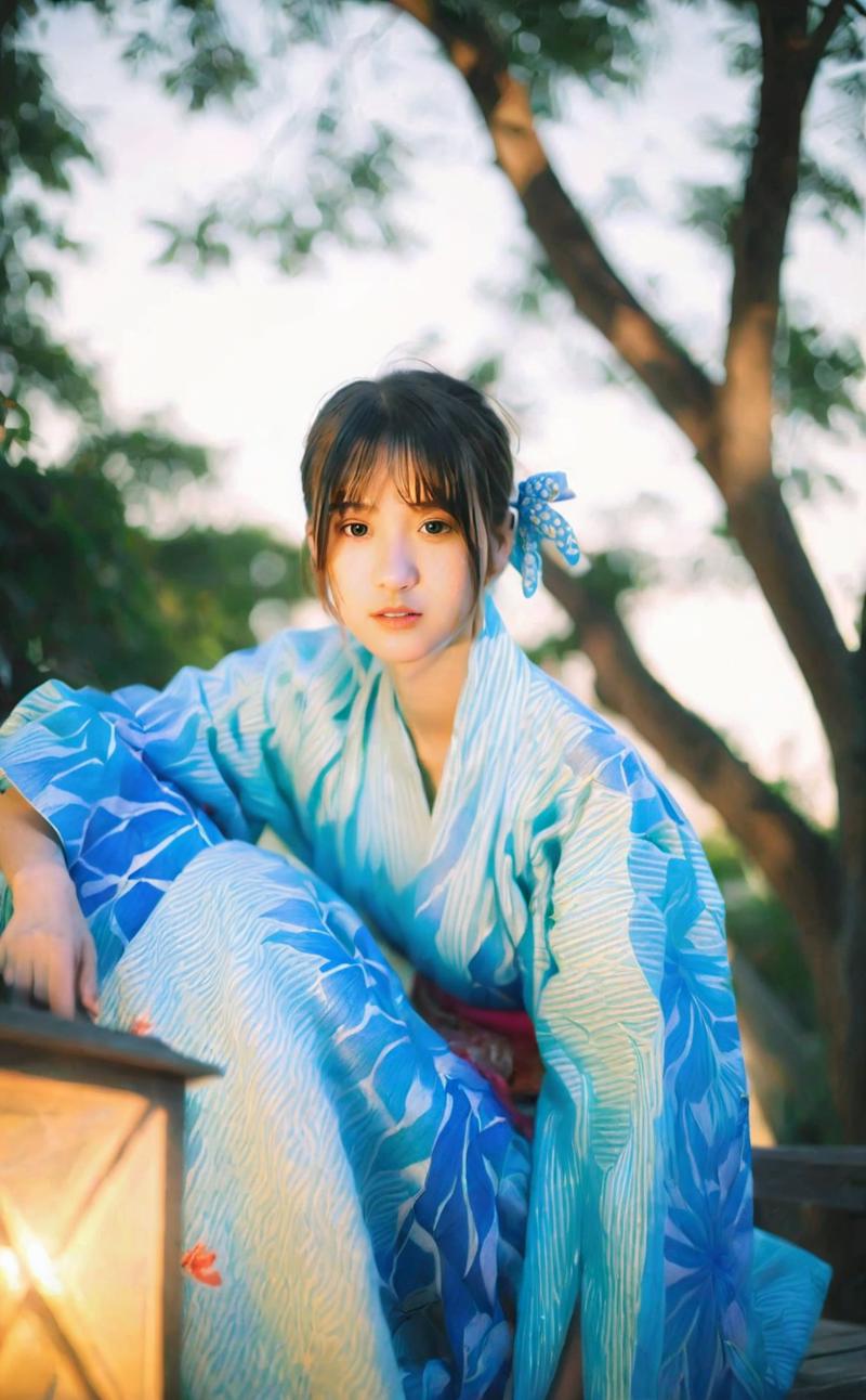 03987-11997692-mugglelight, an asian woman in a blue kimono sitting on a bench, 1girl, solo, japanese clothes, kimono, sitting, black hair, loo.png